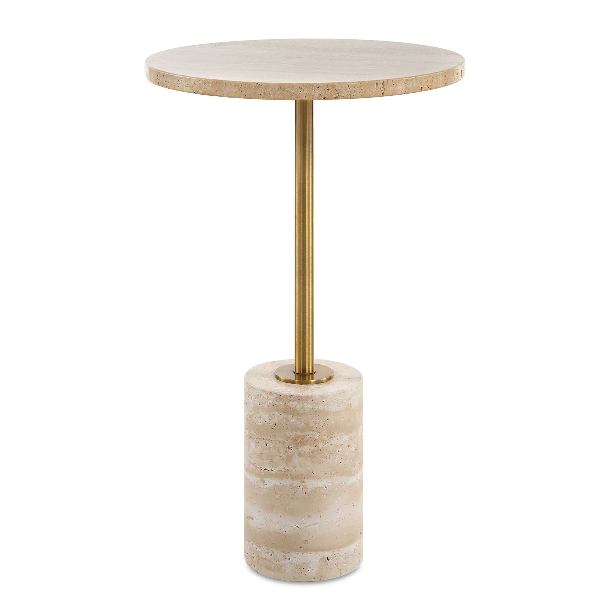 Malya - Travertine Accent Table - Beige