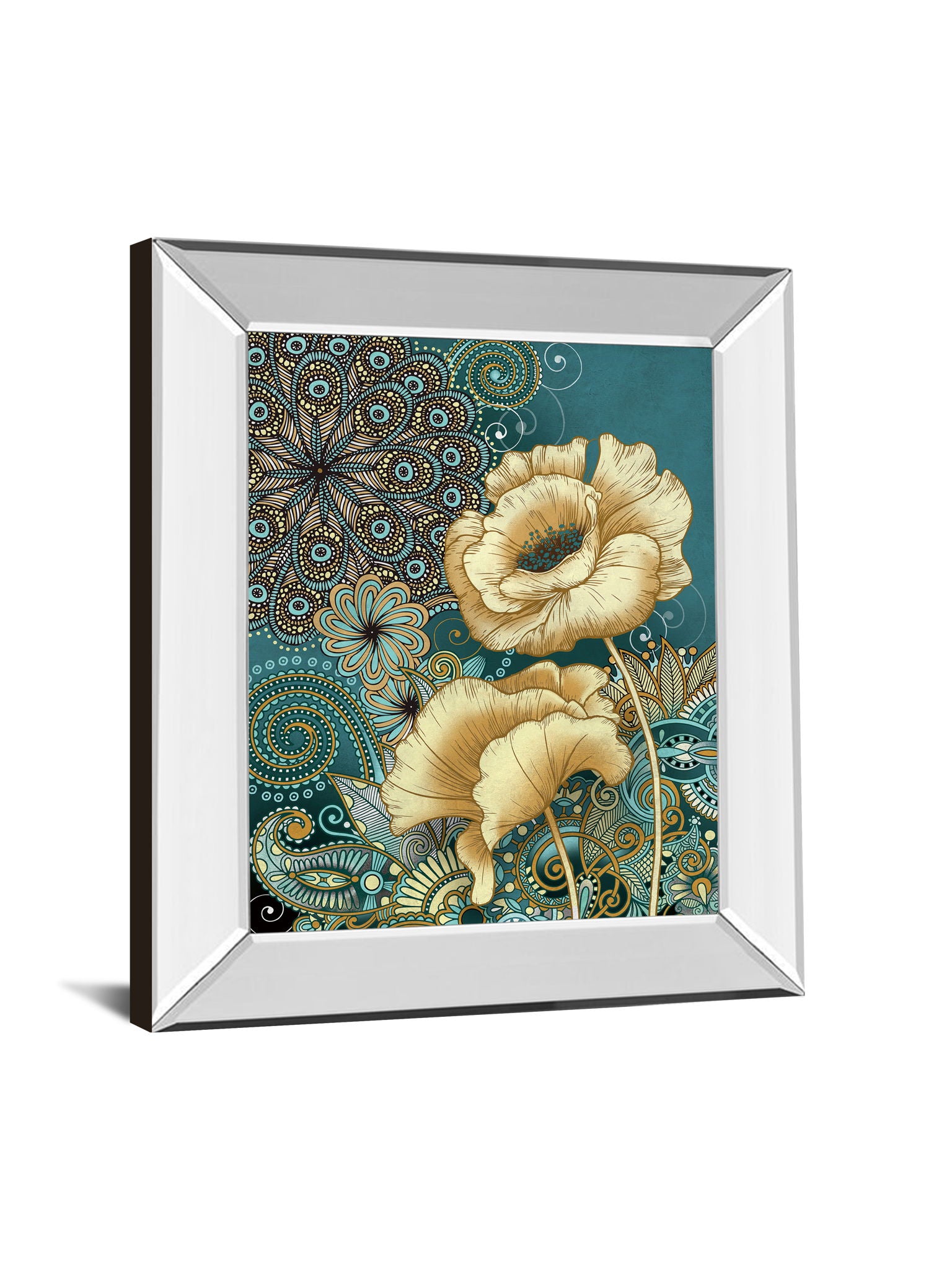 Inspired Blooms 2 By Conrad Knutsen - Mirror Framed Print Wall Art - Blue