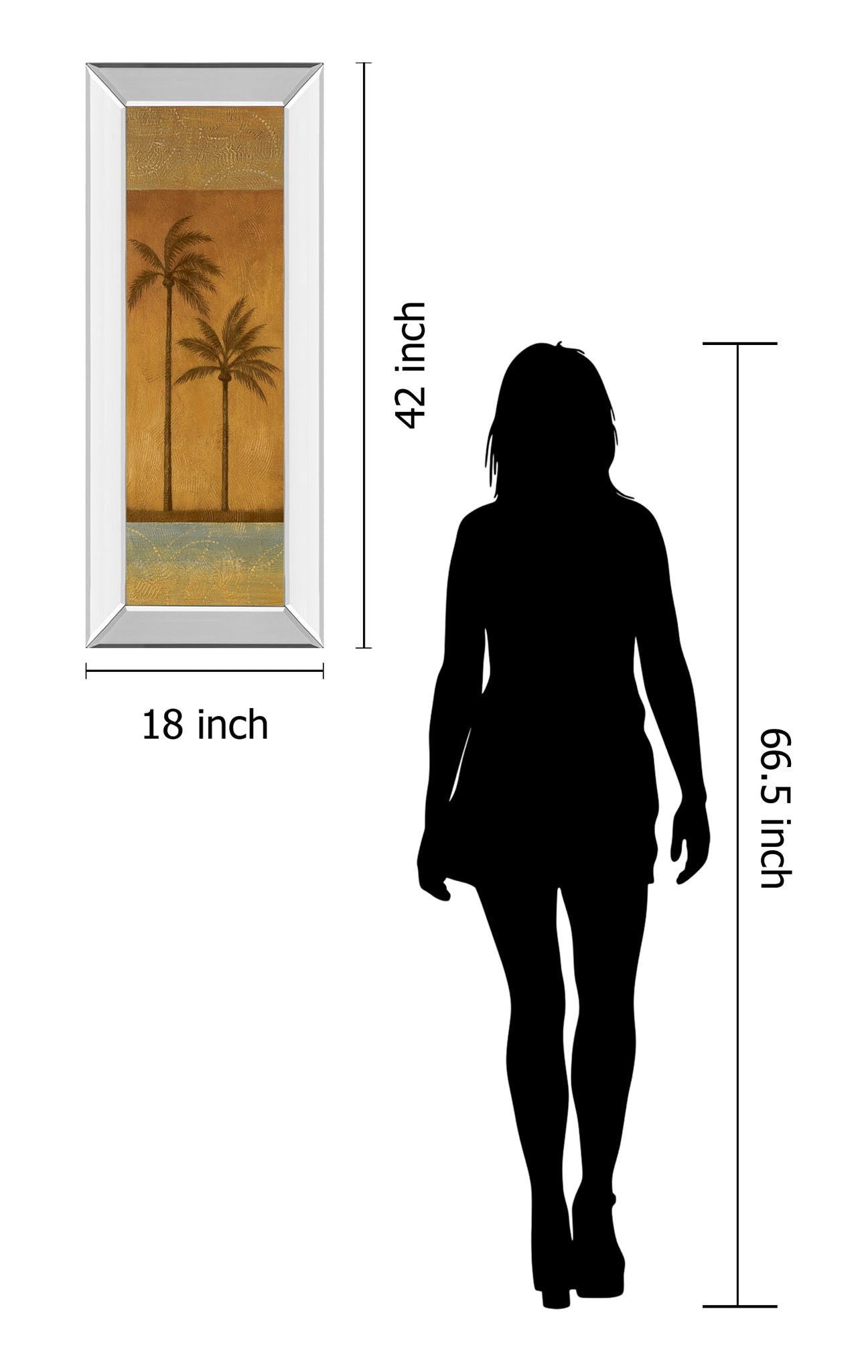Golden Palm Il By Jordan Grey - Mirror Framed Print Wall Art - Light Brown