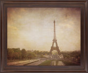 Sepia Eiffel View - 28" x 34" Framed Wall Art - Dark Brown