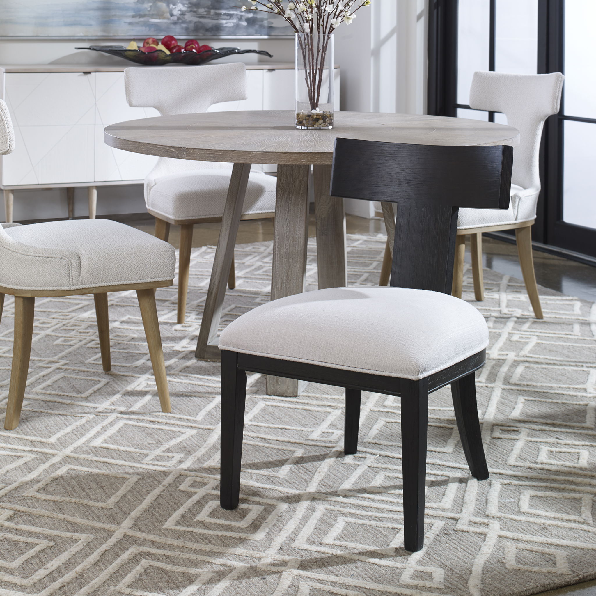 Idris - Armless Chair - White & Black