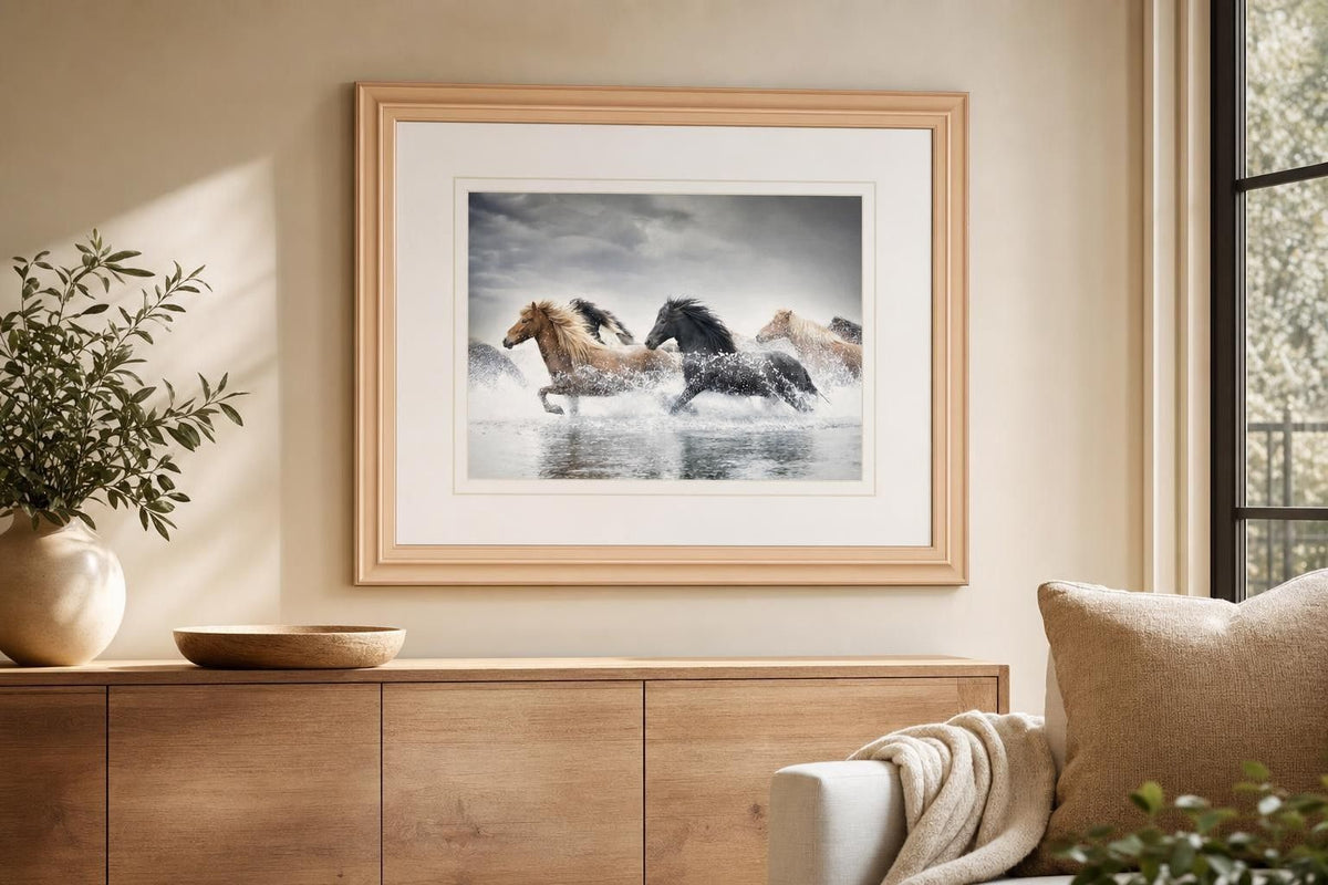 34x40 Horse Run V By PHBurchett - Gray