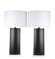 Monolith Aura Metal & Marble Table Lamp (Set of 2) - Matte Black / White Marble