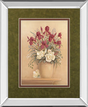 Classic Petal I By Gloria Eriksen - Mirror Framed Print Wall Art - Beige