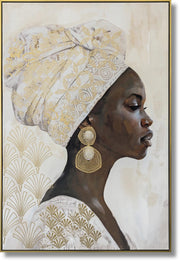 Opulent Gaze Elegance - 48" x 33" Framed Wall Art - Beige