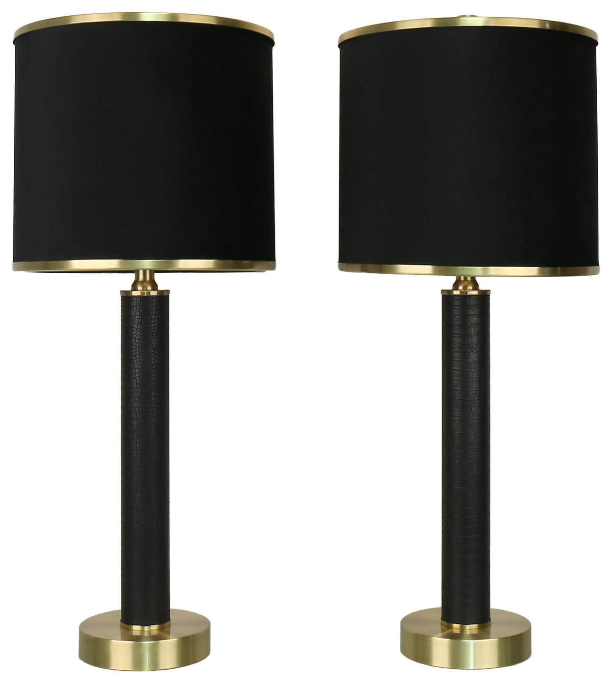 Midnight Regent - 27 X 11 - Pu Leather Table Lamp (Set of 2) - Black Pu Gator Leather