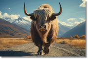 Golden Highland Stance - 40" x 60" Framed Wall Art - Light Brown
