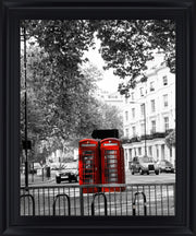 Crimson Callboxes - 28" x 34" Framed Wall Art - Dark Gray