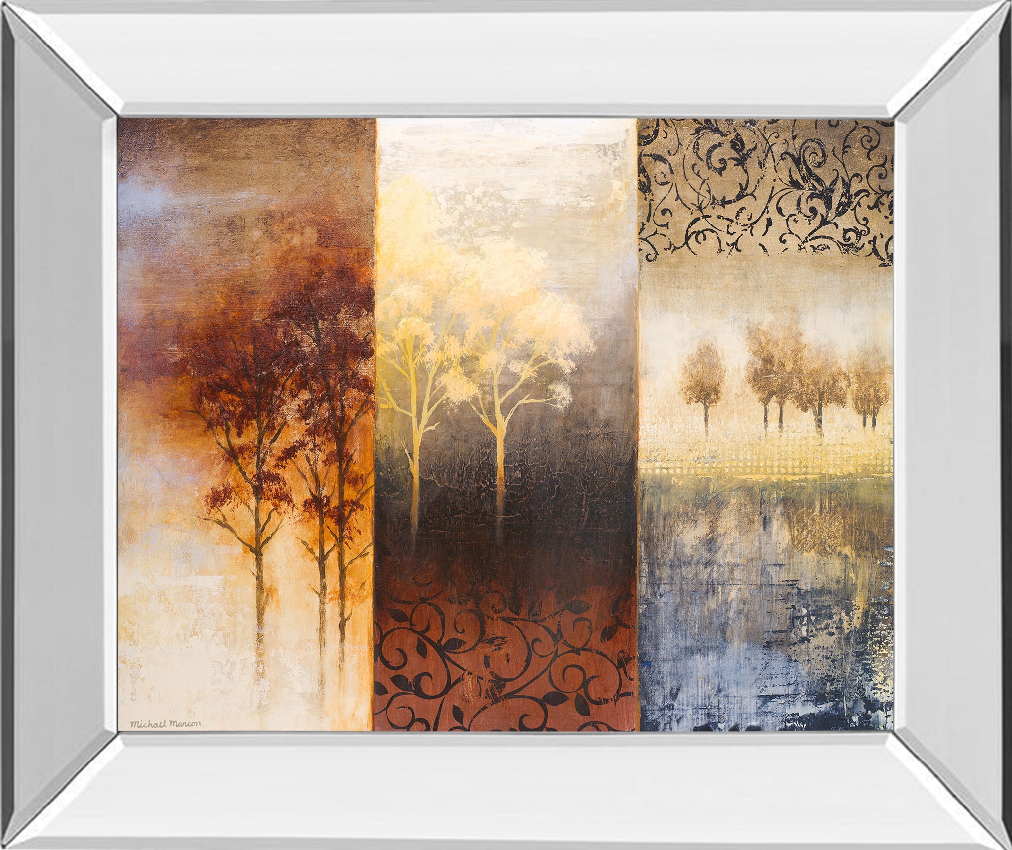 Lost In Trees I By Michael Marcon - Mirror Framed Print Wall Art - Light Brown
