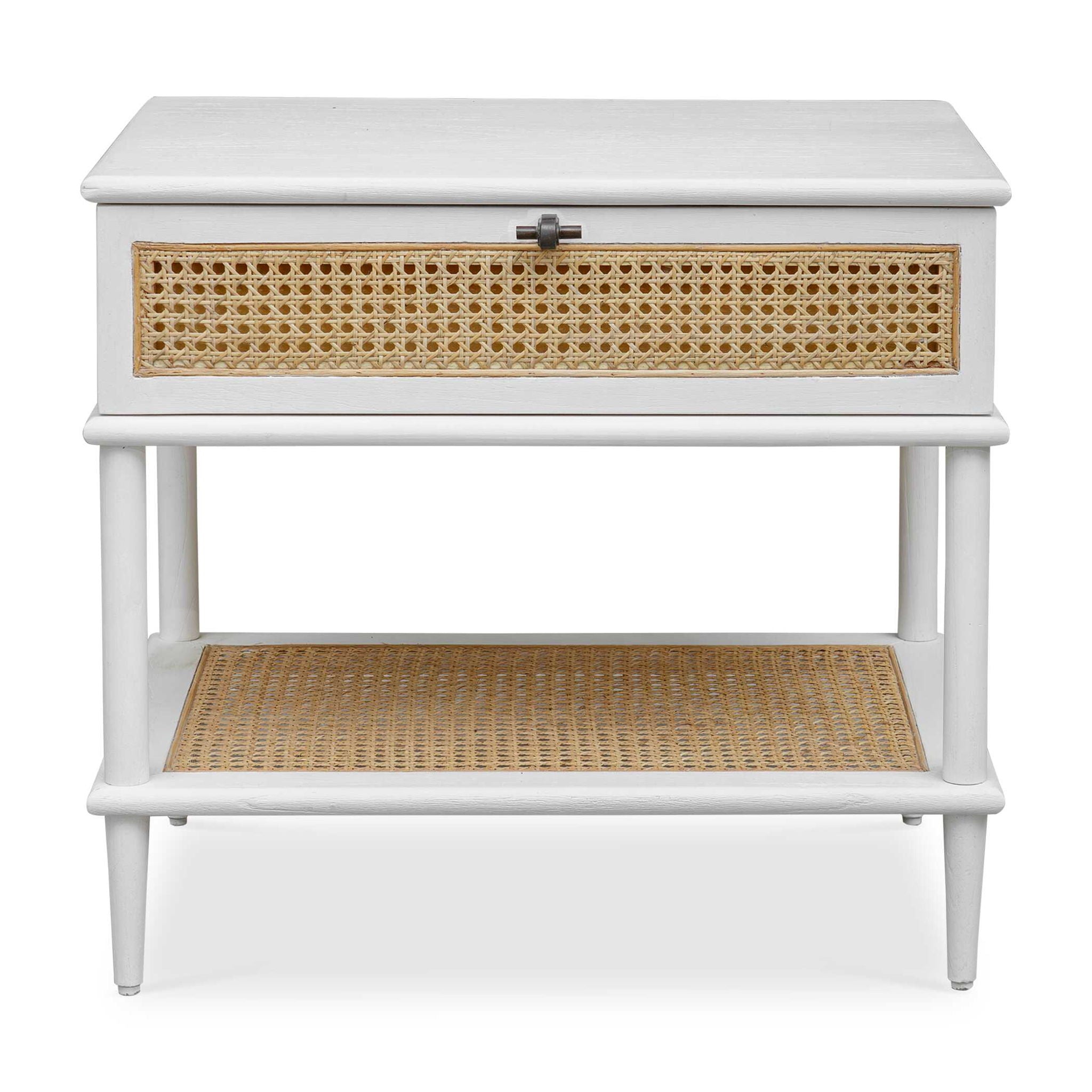Coast - Rattan Side Table - White / Woodtone