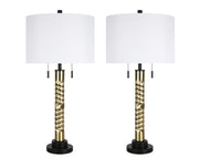 "Twist Elegance" Metal Table Lamp (Set of 2) - Matte Black / Soft Gold