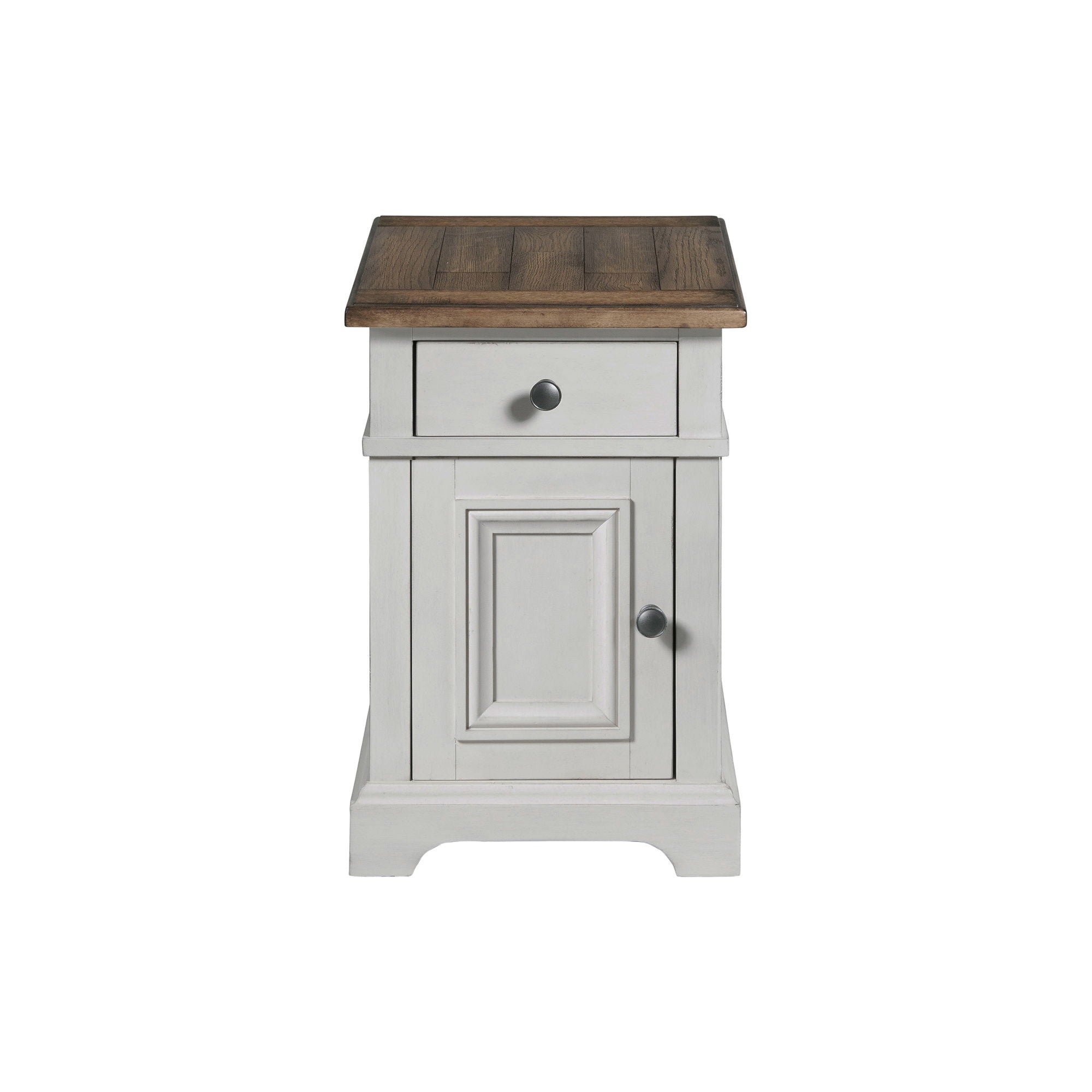 Drake - Chairside Table - Rustic White / French Oak