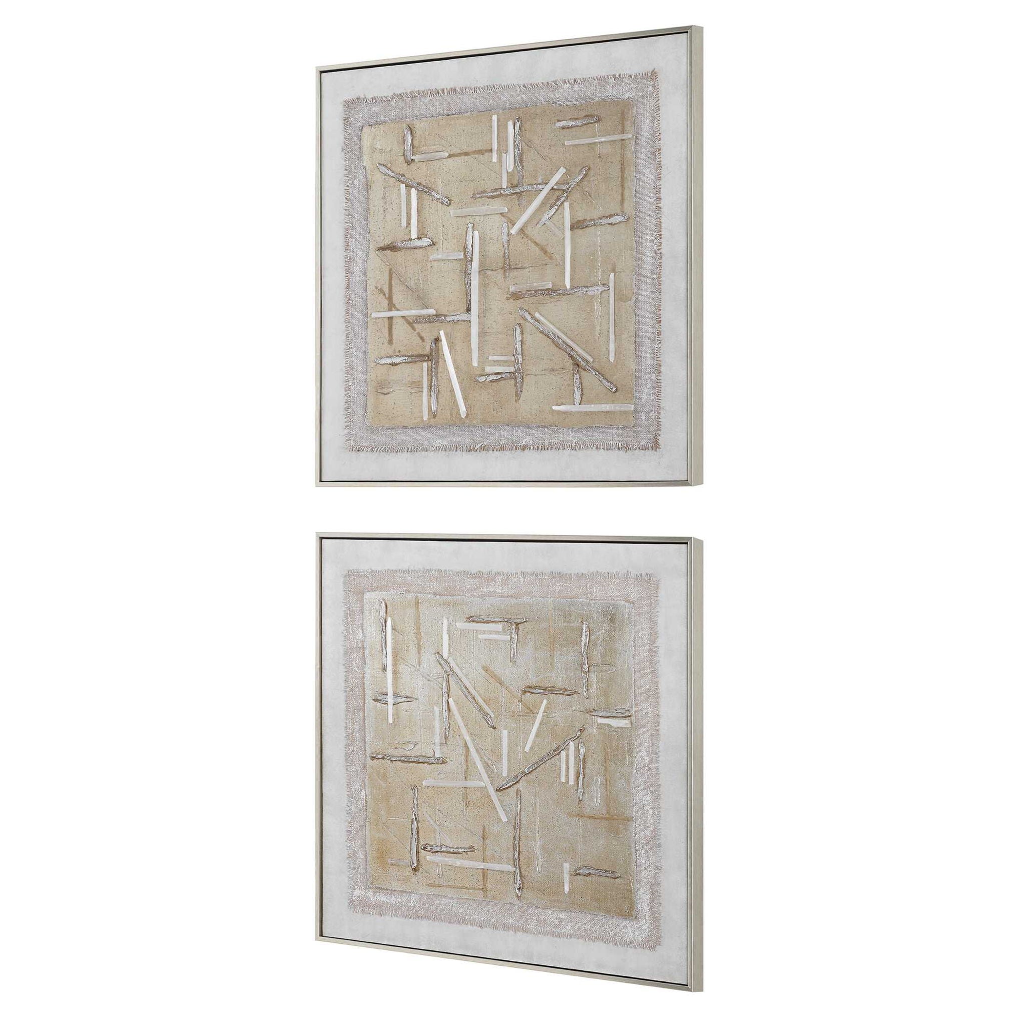 Unpredictable Hand - Painted Canvases (Set of 2) - Gray