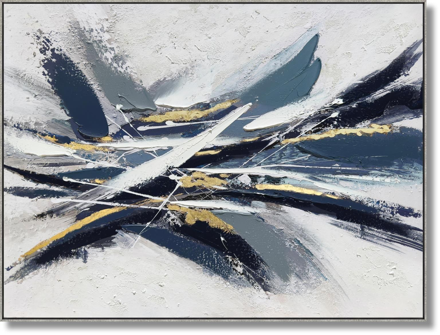 Storm Surge Elegance - 35" x 47" Framed Wall Art - Blue
