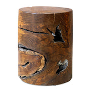 Rafe - Wooden Accent Stool - Silver / Woodtone