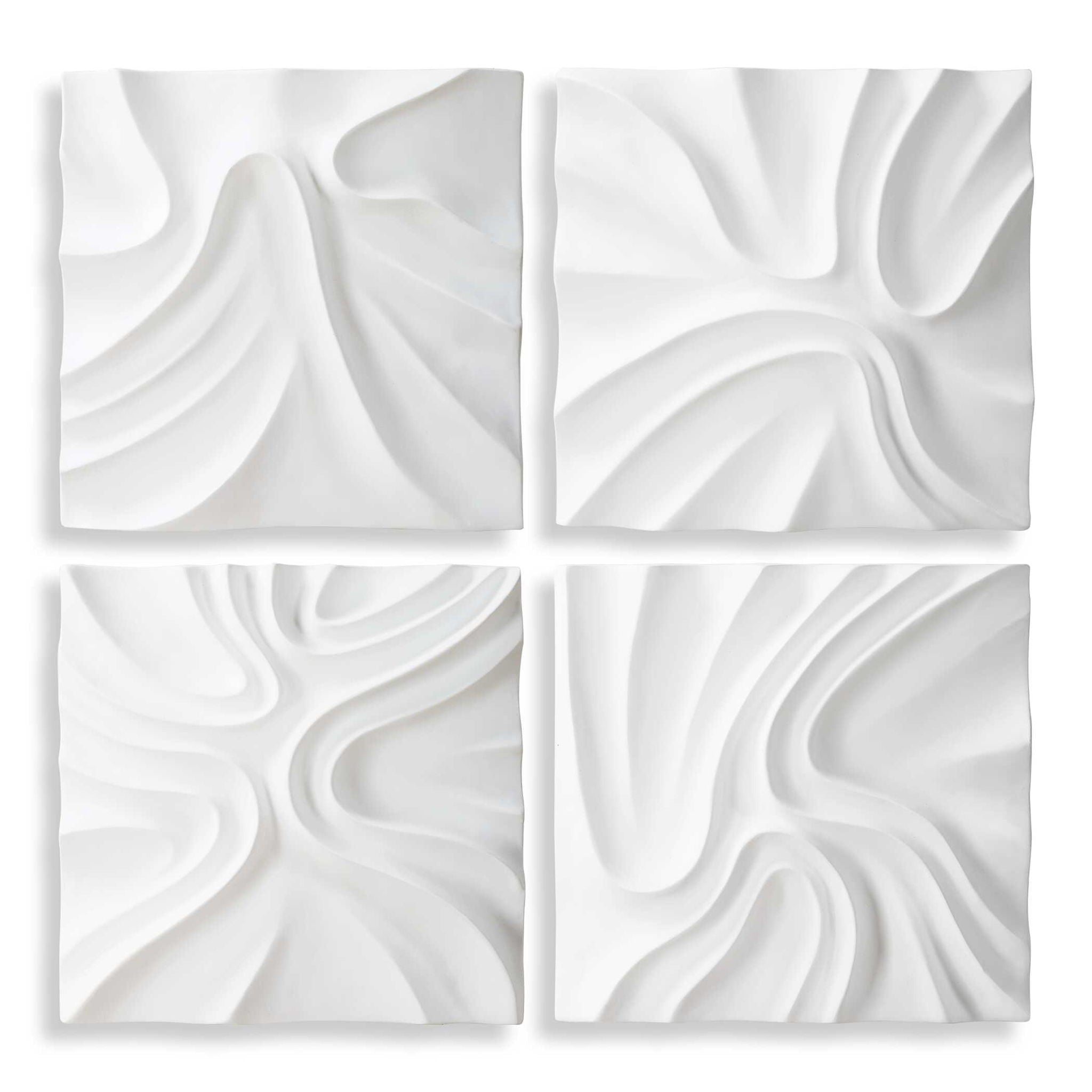 Snowdrift - Scultped White Wall Decor (Set of 4)