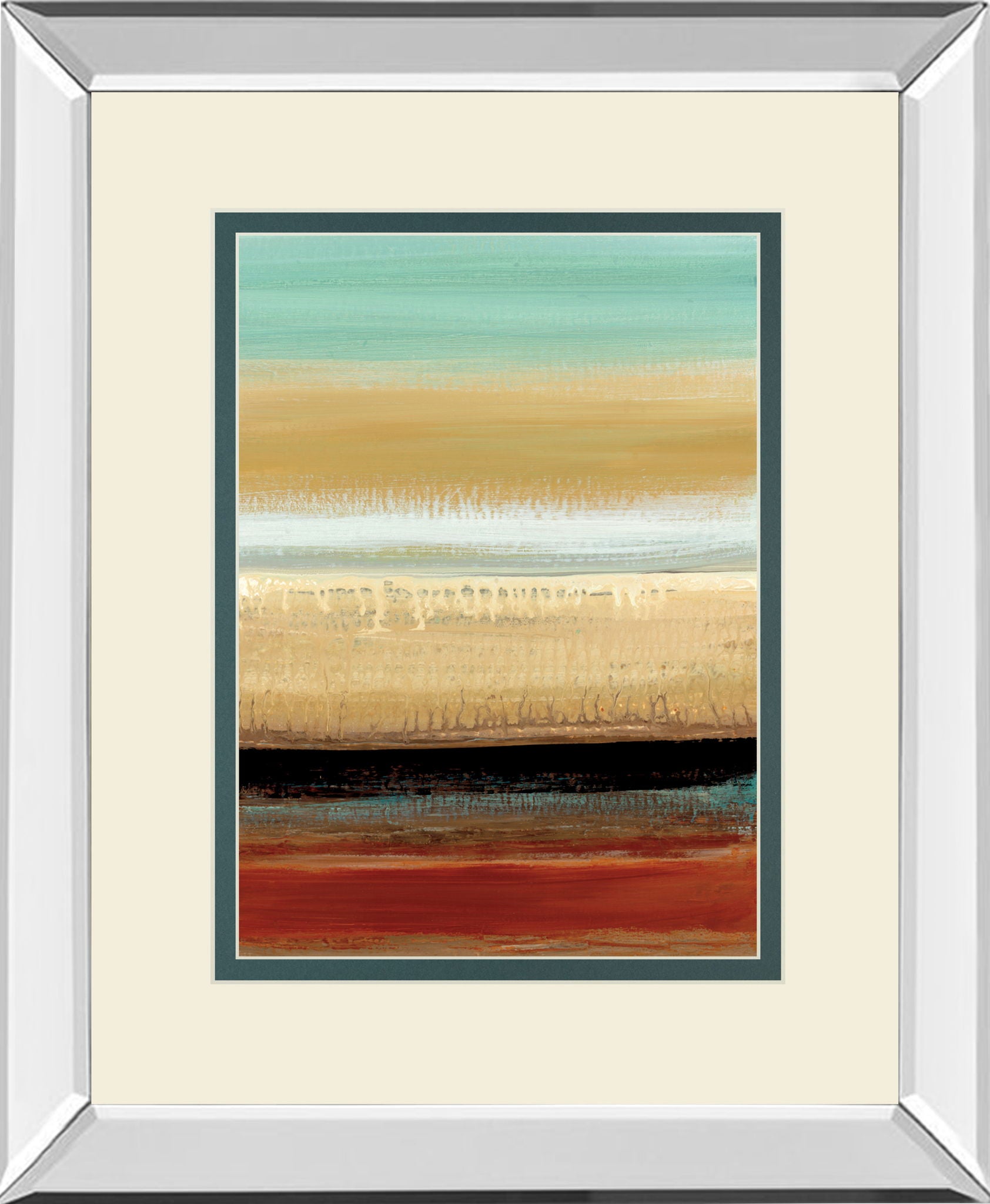Horizon Lines I By Tesla Mirrored Frame - Light Brown