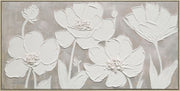 "Textured Blossoms" Hand-Painted Canvas In Frame - White / Gray