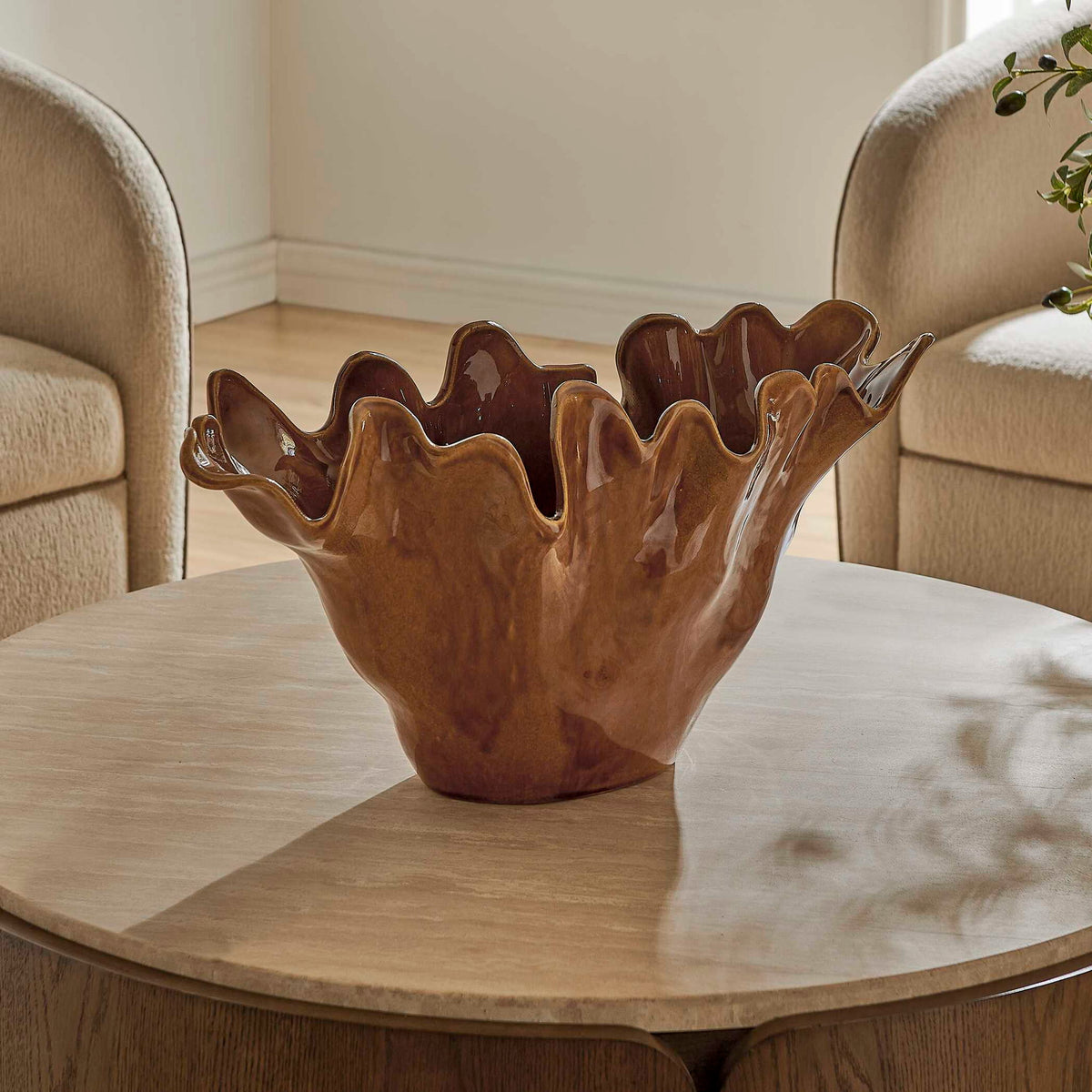 Amber Tide - Indoor-Outdoor Bowl - Brown