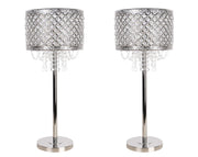 "Crystal Elegance II" Metal Table Lamp (Set of 2) - Polished Nickel / Clear Crystal