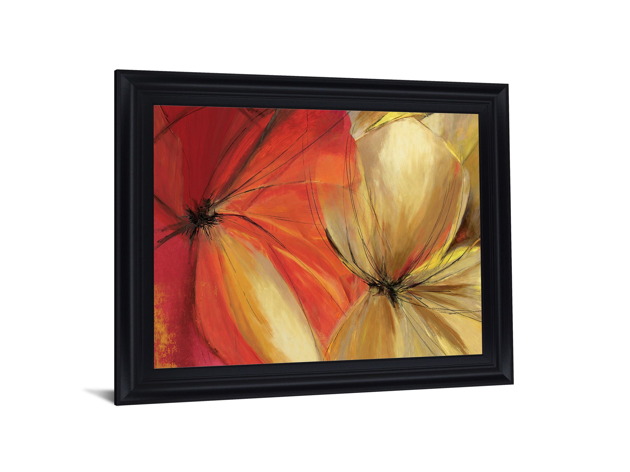 Radiant Petal Whisper - 28" x 34" Framed Wall Art - Orange