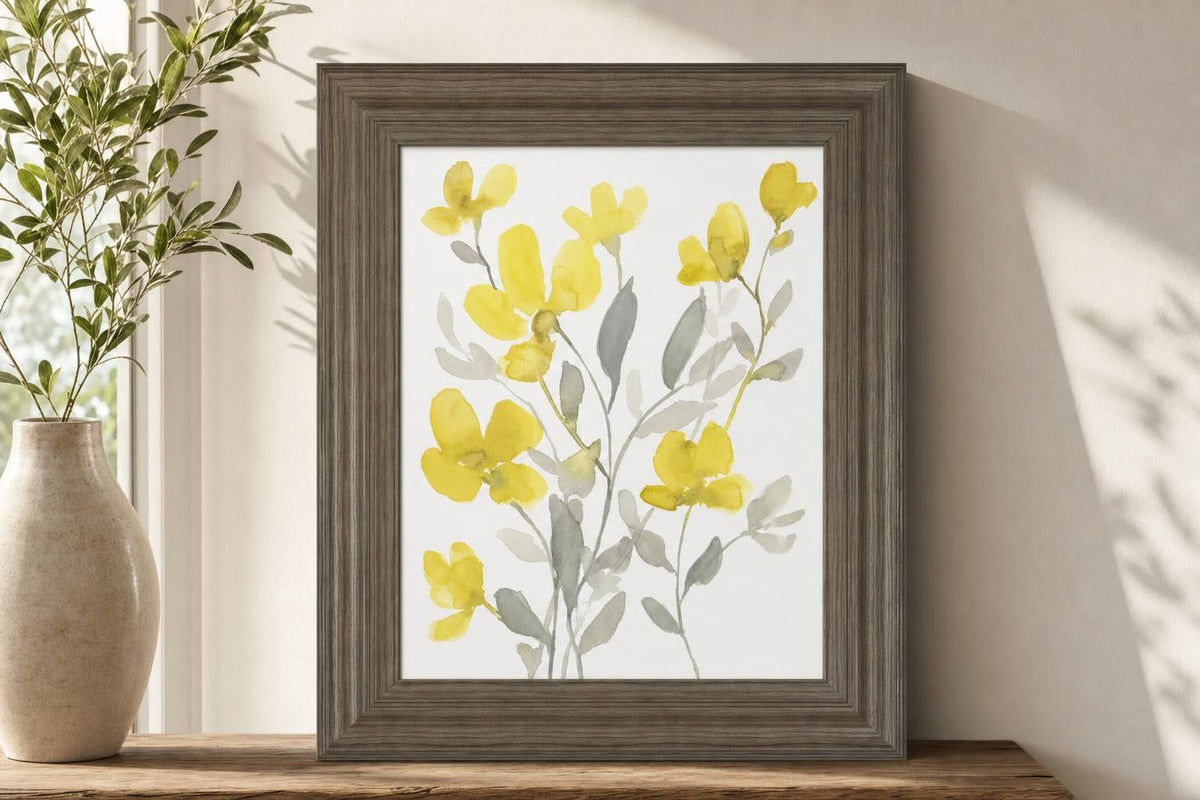 22x26 Yellow & Grey Garden I By Jennifer Goldberger - Yellow