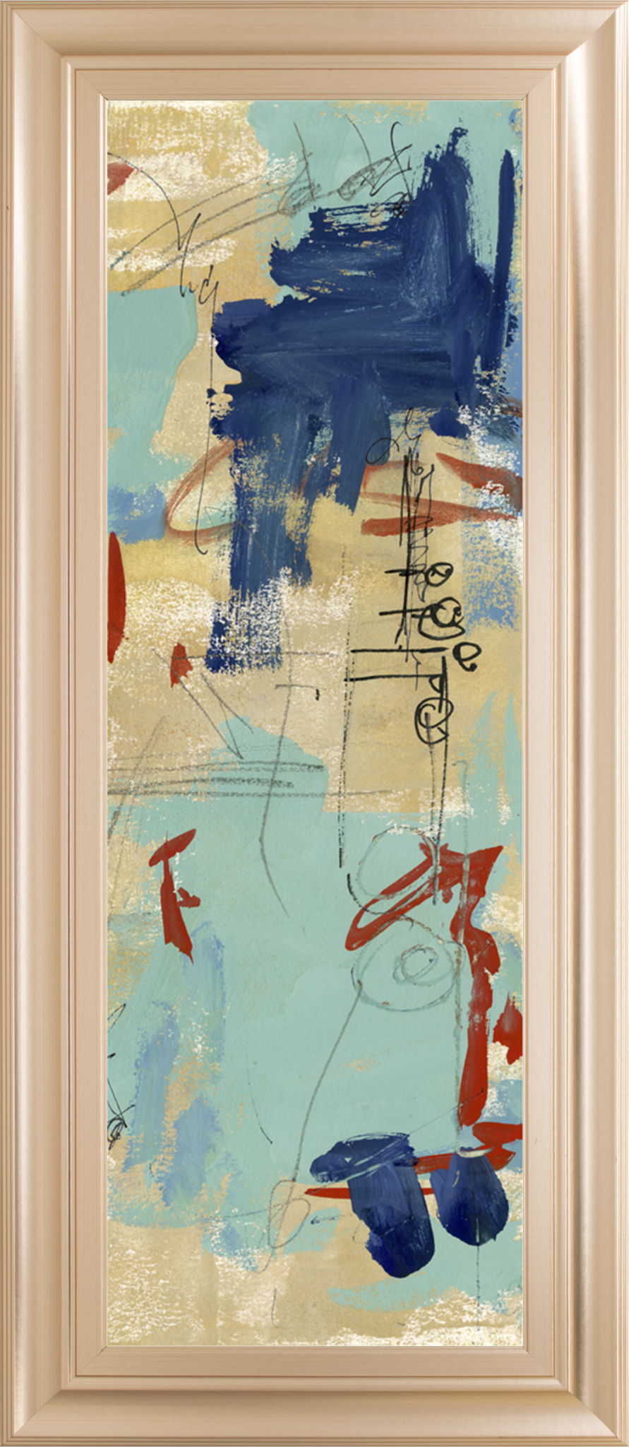 Composition 4a By Melissa Wang - Framed Print Wall Art - Light Blue