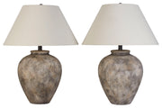 Earthen Stillness - 26 X 19 - Ceramic Table Lamp (Set of 2) - Weathered Stone
