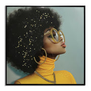 Golden Gaze Icon - 25" x 25" Framed Wall Art - Yellow