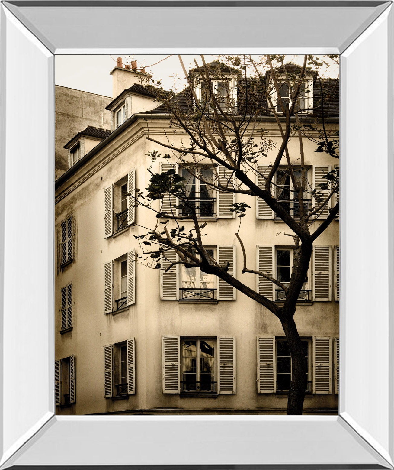 Latin Quarter I By Milla - Mirror Framed Print Wall Art - Beige