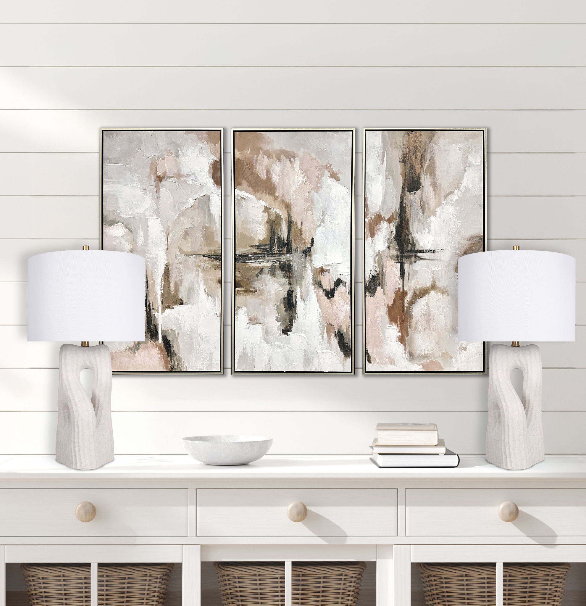 "Eclipse Harmony" Ceramic Table Lamp (Set of 2) - White Rock
