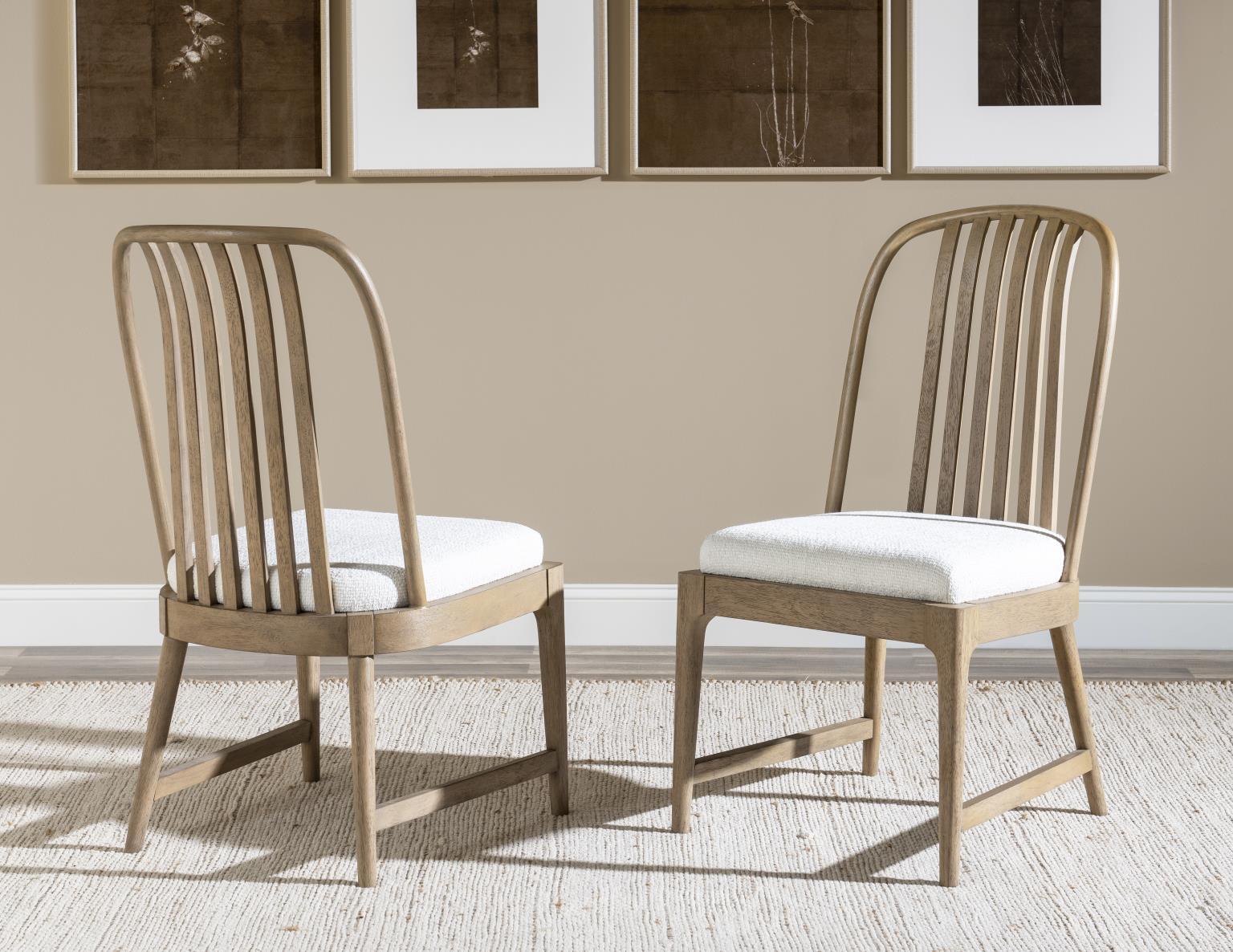 Melrose - Spindle Back Side Chair (Set of 2) - Cloud White And Desert Oak