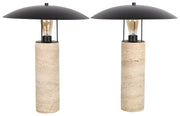 Mesa Canopy - 20 X 16 - Travertine Accent Lamp (Set of 2) - Travertine