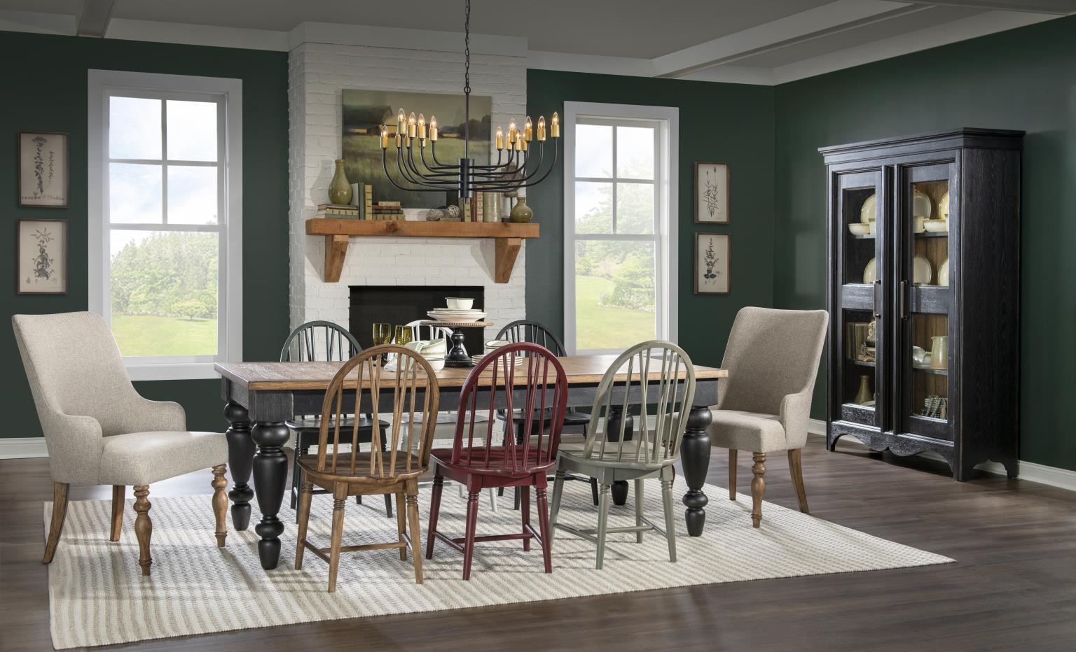Vintage Market - Upholstered Arm Chair (Set of 2) - Barnwood Oak