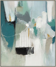 "Oceanic Whispers I" Hand-Embellished Canvas In Frame - Blue / Green / Neutral