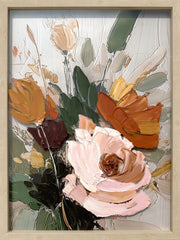 Amber Petal Rhapsody I - 24 X 32 - Hand-Embellished Plexiglass In Frame - Pink