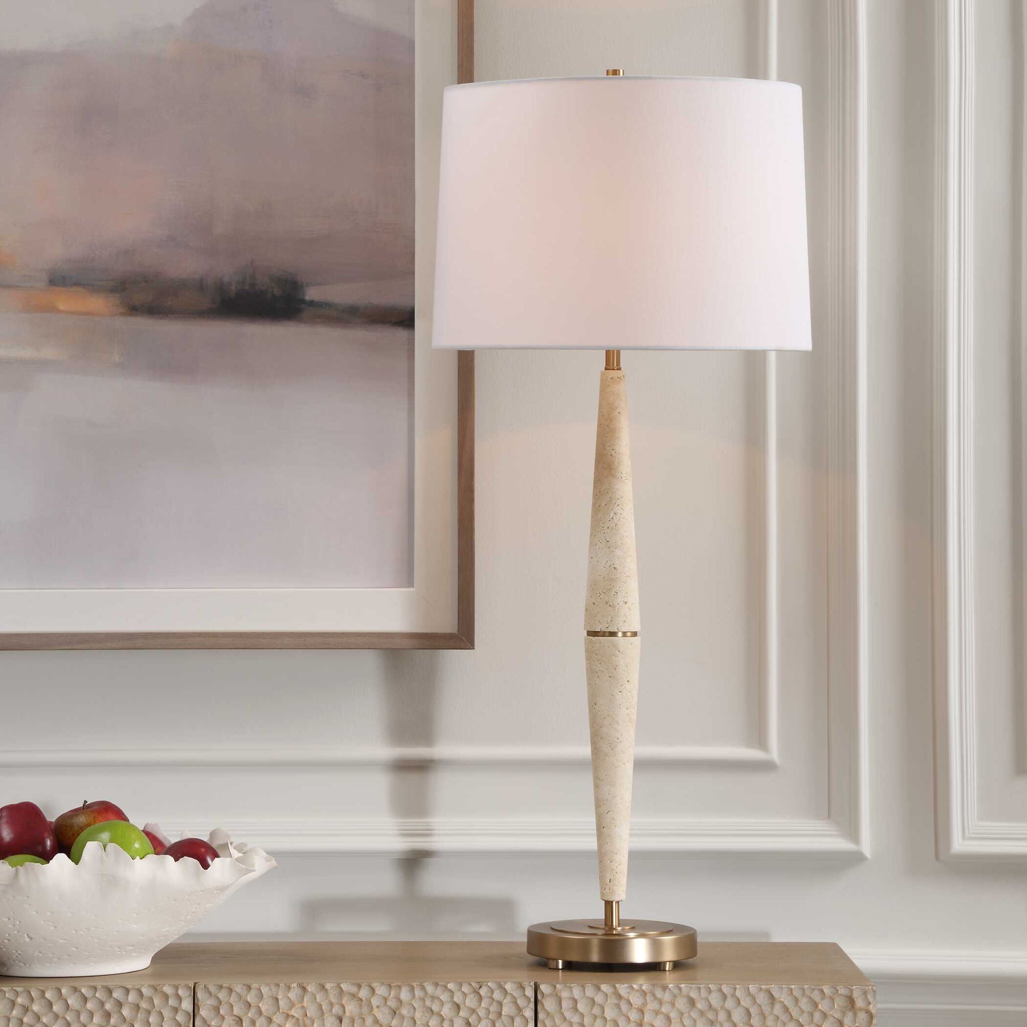 Palu - Travertine Table Lamp - Beige