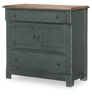 Vintage Market - Washstand Accent Chest 2 Drawers - Barnwood Oak And Mallard Green
