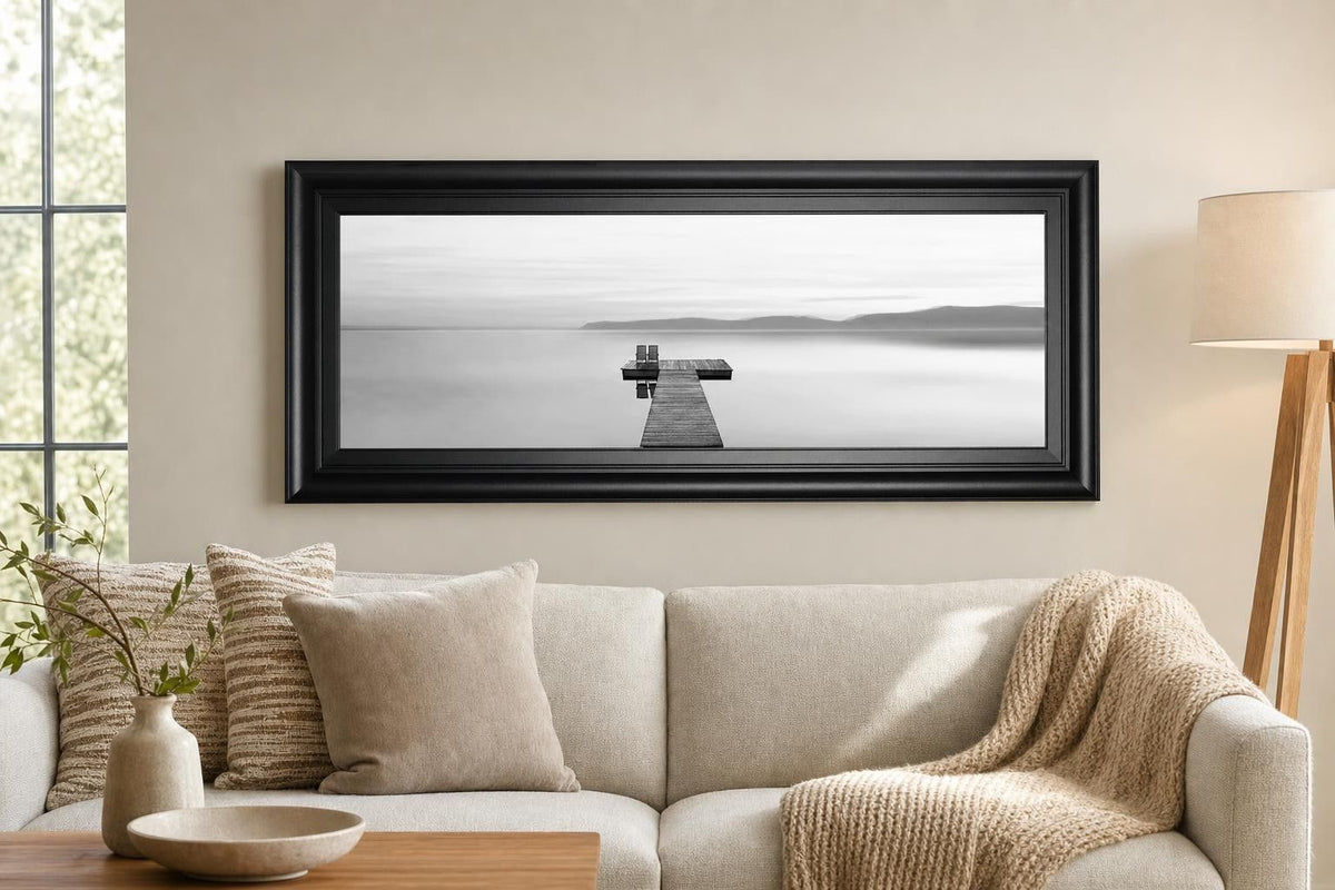 18x42 Black & White Water Panel XII By James McLoughlin - Dark Gray