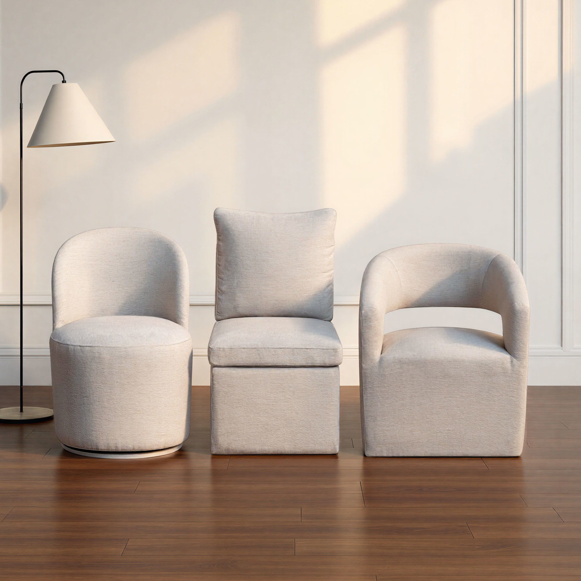 Upholstered Dining Chair Curved Open Back