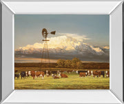 Summer Pastures By Bonnie Mohr - Mirror Framed Print Wall Art - Light Brown