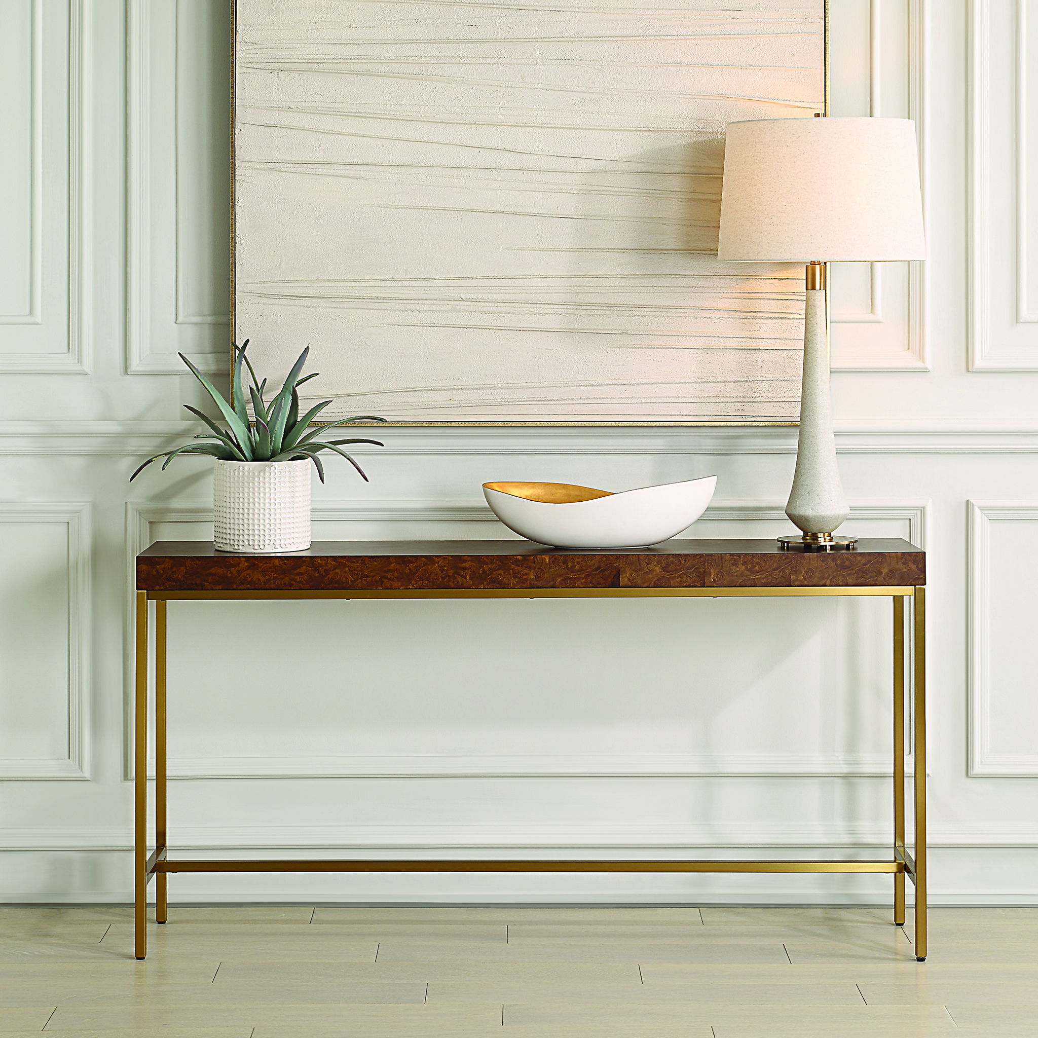 Moran - Burl Console Table - Light Brown