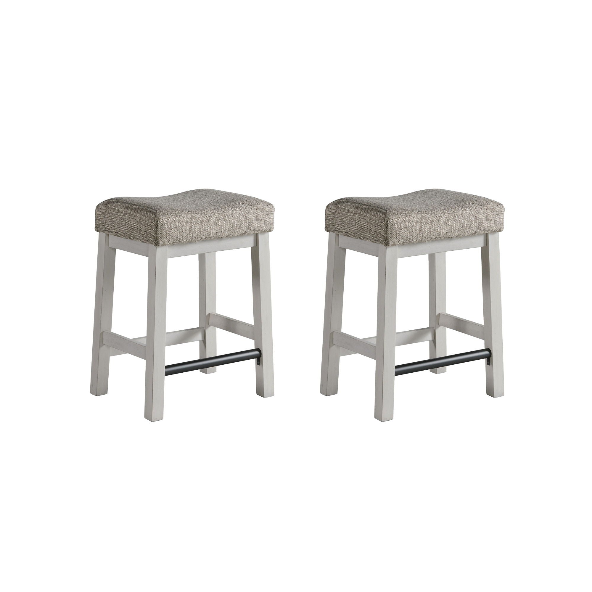 Drake - Backless Stool - Rustic White / French Oak