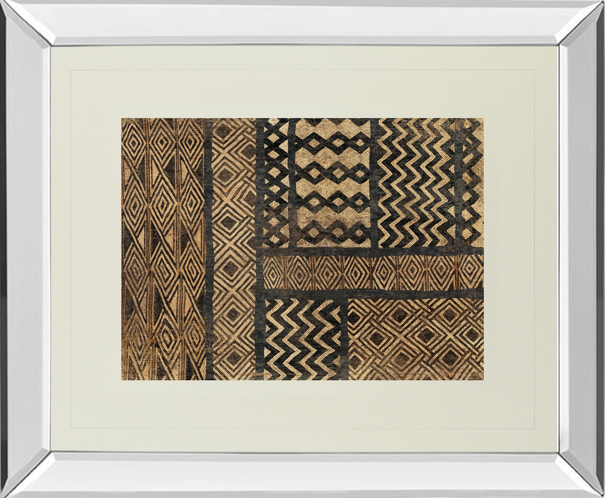 Kuba Abstract By Sue Schlabach - Mirror Framed Print Wall Art - Light Brown