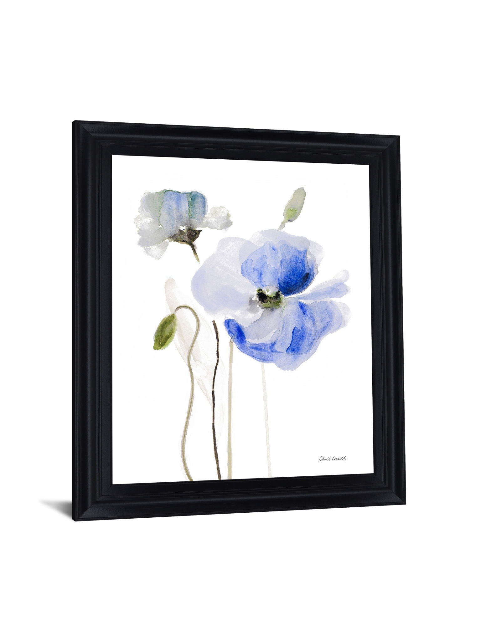 Azure Blossom Dance - 28" x 34" Framed Wall Art - White