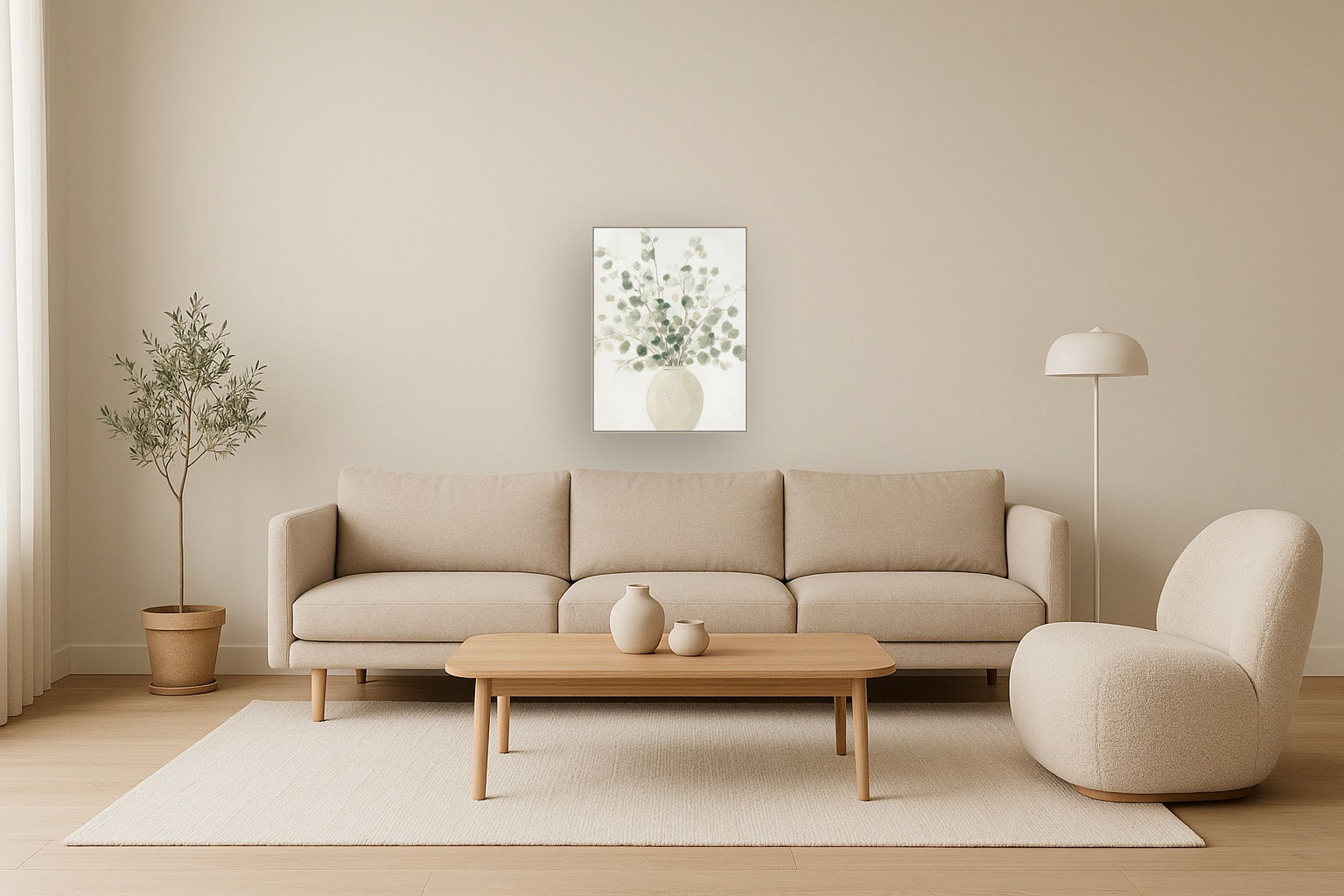 Soft Grove I Hand-Embellished Canvas In Frame - Sage / Ivory