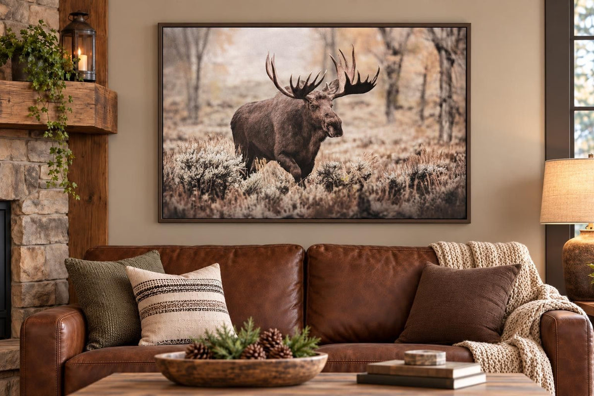 Woodland Monarch - 48 X 32 - Hand-Embellished Canvas In Frame - Brown