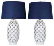 Harbor Trellis - 28 X 16 - Ceramic Table Lamp (Set of 2) - Matte White