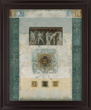 Verdant Fresco Geometry - 28" x 34" Framed Wall Art - Beige