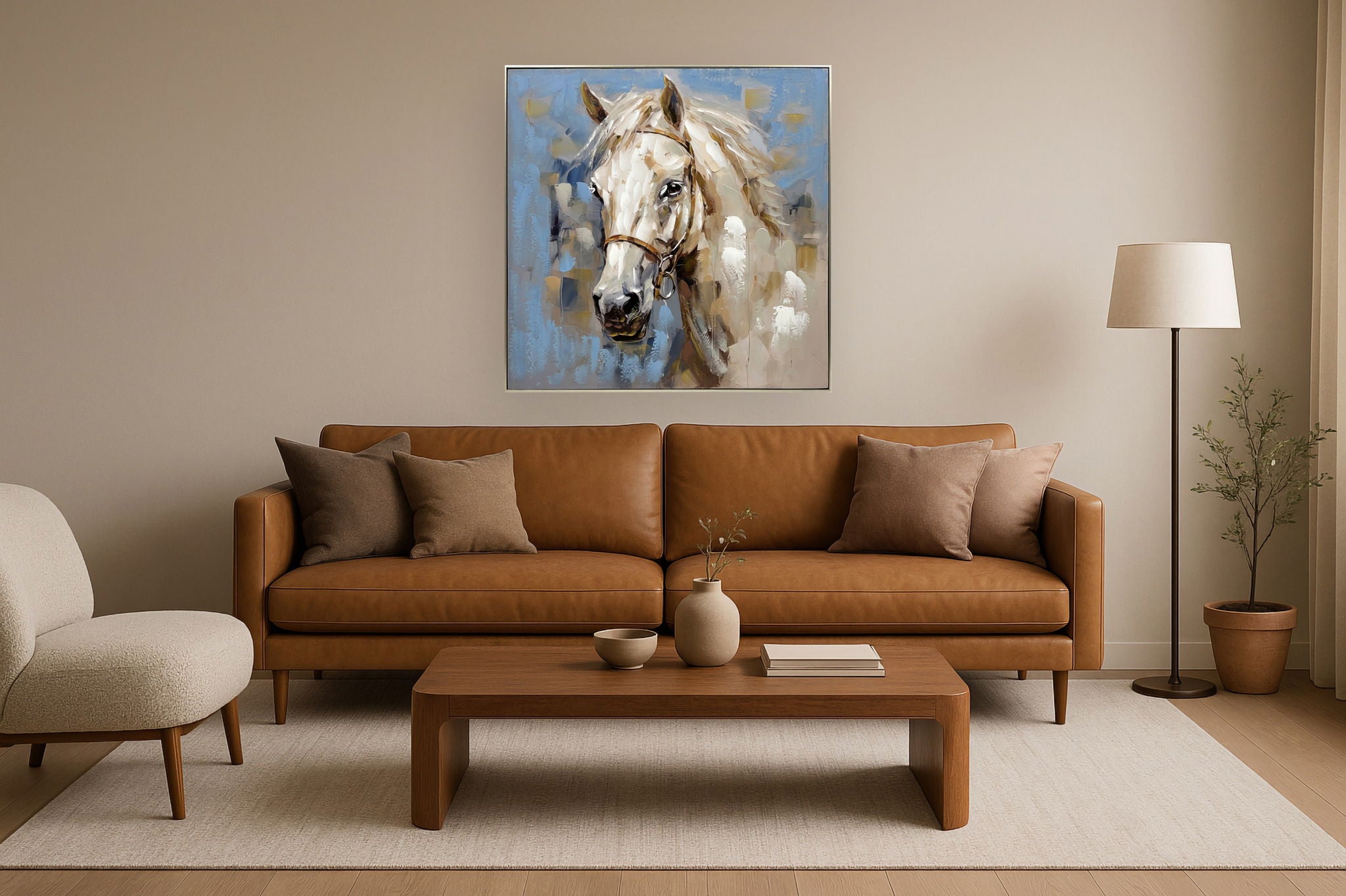 Golden Mane Majesty - 40" x 40" Framed Wall Art - Blue
